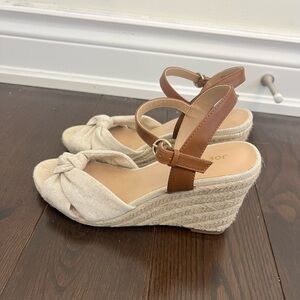 Joe Fresh Tan Wedge Sandals with Peep-Toe Design